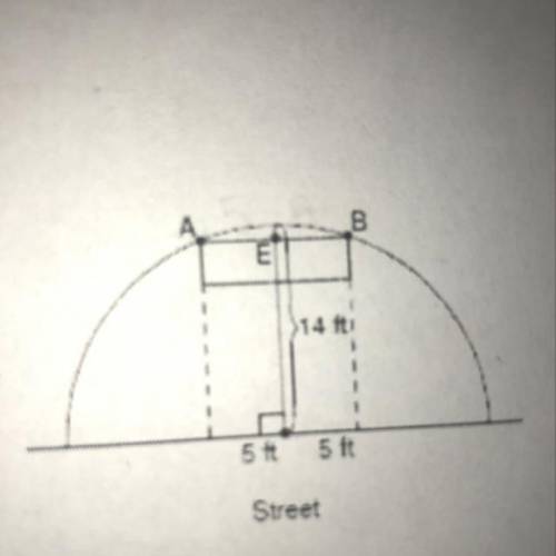 The accompanying diagram shows a semicirculular arch over a street that has a radius of 14 feet. A b