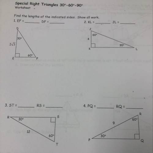 30 60 90 triangles (quick answers please)