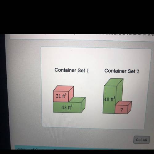 The two sets of shipping containers shown have the same total volume. Complete the equation and expr