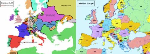 Use the two maps below to answer the following question: Which modern country has undergone the most