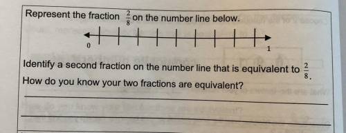 Represent the fraction 2/8 on a number line below.  Identify a second fraction on the number line th