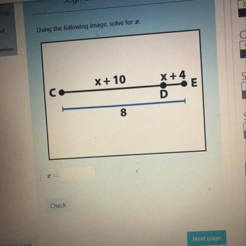 Using the following image, solve for x