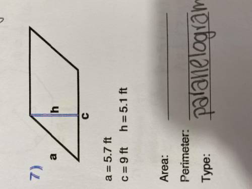 Calculate the area and perimeter for this parallelogram.