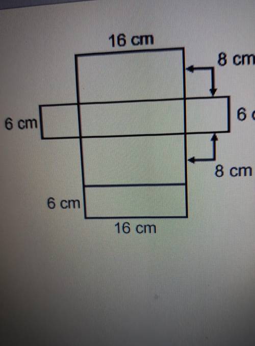 The figure is the net for a rectangular prism.What is the surface area of the rectangular prism repr