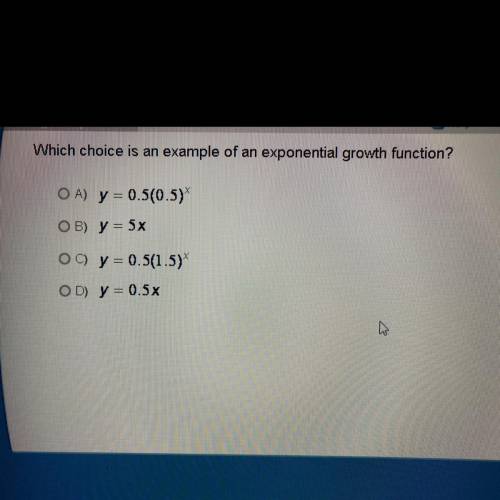 Help please! Which example of an exponential growth function?