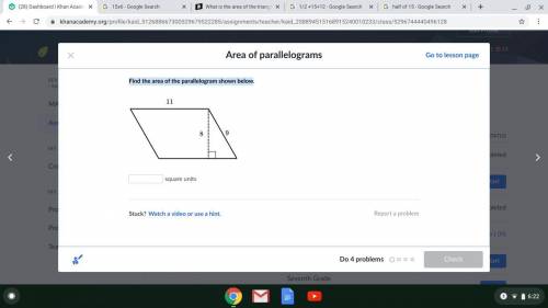 Find the area of the parallelogram shown below