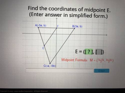 Find the coordinates of midpoint e. Please help