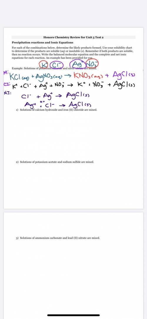 Precipitation reactions and ionic equations  (look at attachment)
