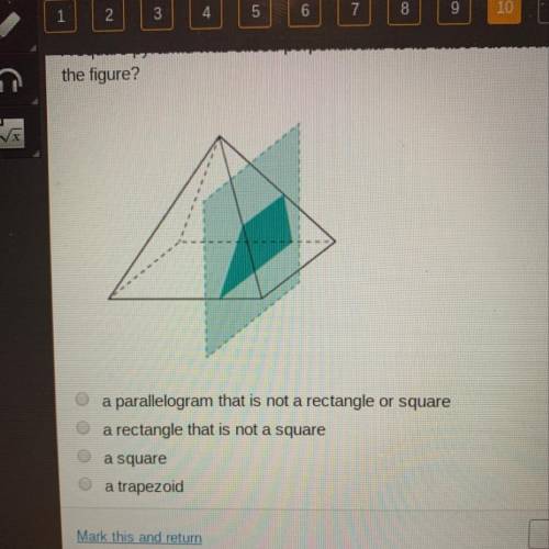 A square pyramid was sliced perpendicular to its base but not through its vertex. What is the shape