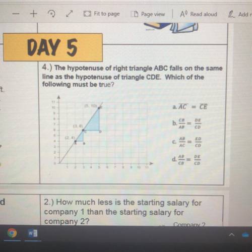 I NEED THIS ANWSER ASAP The hypotenuse of right triangle ABC falls on the same | line as the hypoten