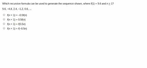 Which recursive formula can be used to generate the sequence shown, where f(1) = 9.6 and n > 1?