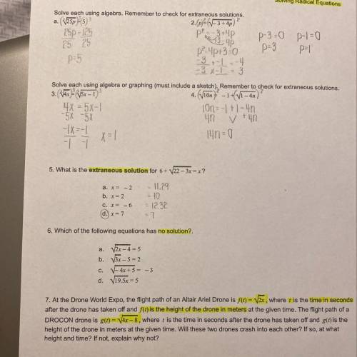 Algebra 2: Solving Radical Equations  Answers Needed?