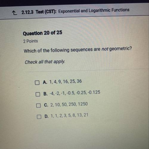 Which of the following sequences are not geometric?