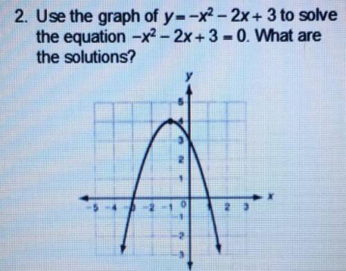 2. Use the graph of y=-X2 - 2x + 3 to solve the equation -X2 - 2x + 3 = 0. What are the solutions?