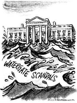 What is the cartoon trying to illustrate?a.that Watergate was a slow-moving scandal that was not thr