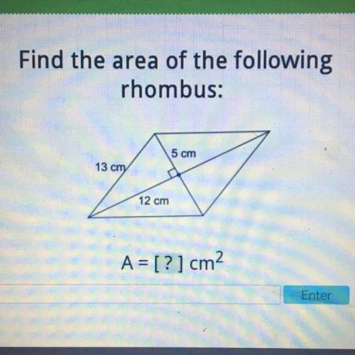 Find the area of the following rhombus