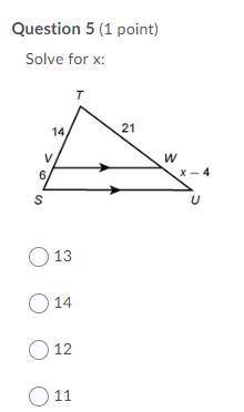 Solve for x: Question 5 options: 13 14 12 11
