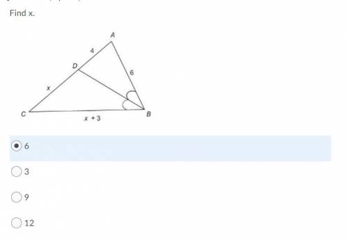 Question 1 (1 point)  Find x.