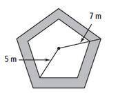The polygons are regular. Find the area of the shaded region to the nearest meter.
