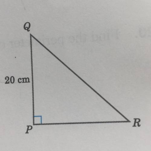 26. In the figure, AngleP= 90° and 5QR = 7PR. If PQ = 20 cm, find the perimeter of Triangle PQR