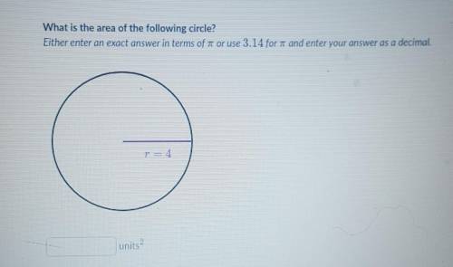 Area of a circle .........