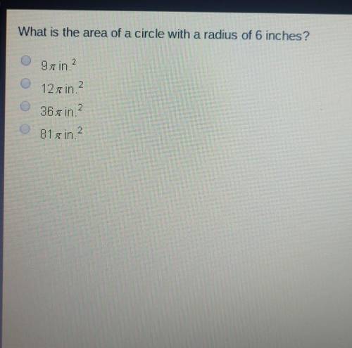 What is the area of a circle with a radius of 6 inches?