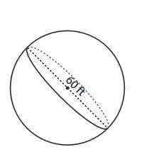 In terms of π, what is the volume of the sphere? A) 360π cubic feet  B) 1800π cubic feet  C) 27000π
