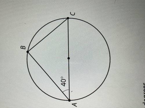 What is the measure of the arc from A to B that does not pass through C? (40° Select one: A: 160 deg