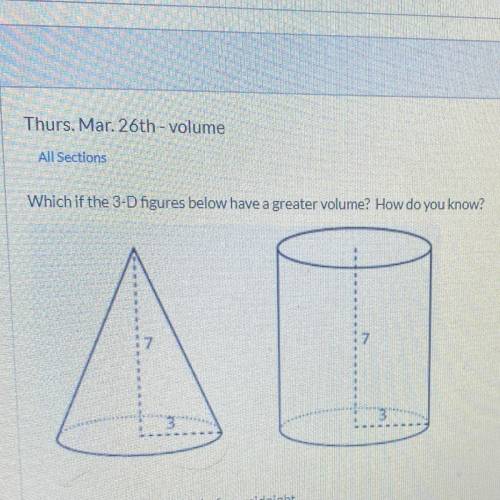 Which is the 3d figures below have a greater volume
