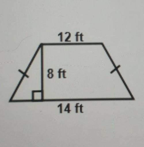 Find the area of the trapezoid shown below.A. 104 ft²B. 52 ft²C. 208 ft²D. 1344 ft²