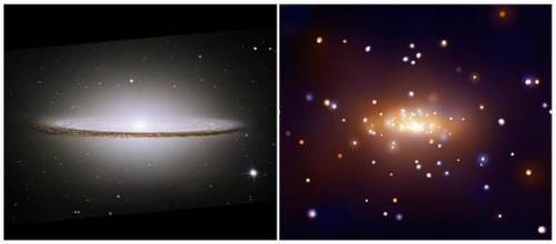 The following images show the same galaxy, the Sombrero galaxy, in visible light (on the left) and i