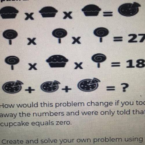 How would this problem change if you took away the numbers and were only told that cupcake equals ze