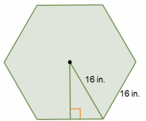 Find the missing measures in this regular hexagon.A regular hexagon has side lengths of 16 inches. T