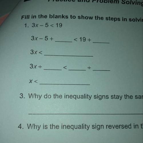What are the blanks in :3x-5 <19 Please answer
