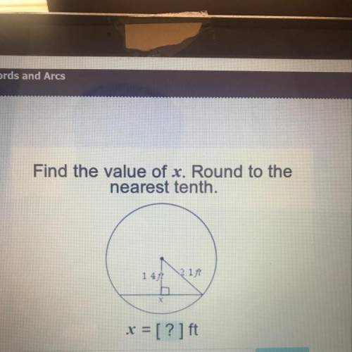 Find the value of x. ROUND TO THE NEAREST TENTH