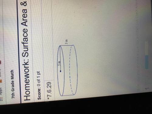 Find the volume and surface area of the right circular cylinder  Volume = ___ in use 3.14 for pi