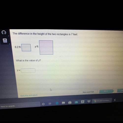 The difference in the height of the two rectangles is 7 feet 6.2 ft Y ft What is the value of y?