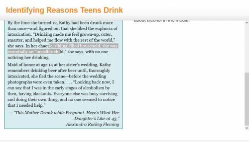 Kathy became addicted to alcohol in her teen years. Which factors influenced her drinking? Check all