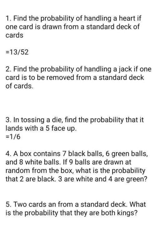 Sample Problems about Probability