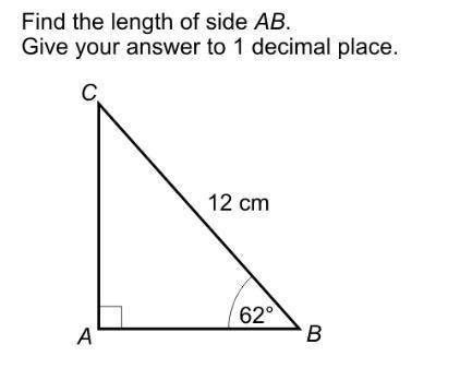 Find the length of side AB Give your answer to one decimal place. It has one length of 12cm and has