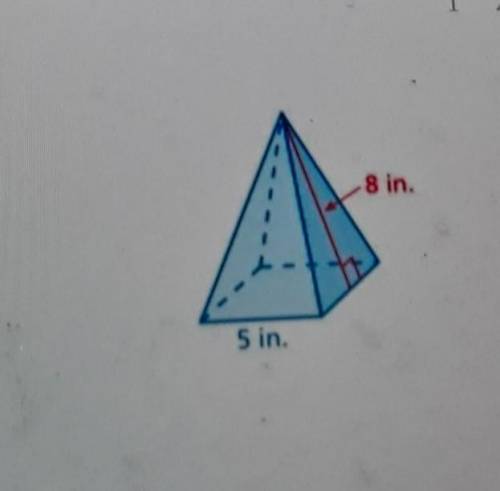 Find the surface area of the square pyramid.A)80 inB)105 inC)160 inD)210 in