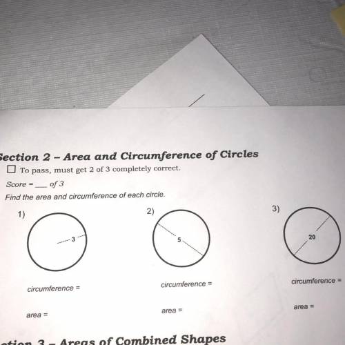 What is the circumference and are of these 3 circles