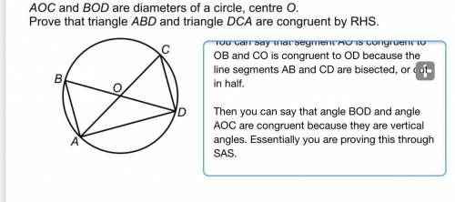 AOC and BOD are diameters of a circle centre o . Prove that triangle ABD and triangle DCA are congru