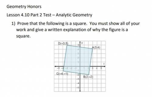 Geometry help! Please prove the following is a square, show all steps. (30 points!!)