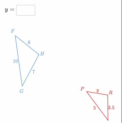 Triangle fgh is similar to triangle pqr solve for y