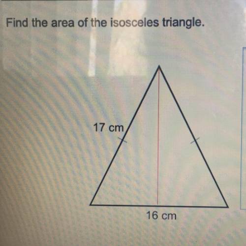 Find the area of this isosceles triangle.  Pythagoras’ theorem