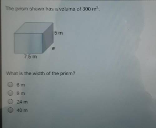 The prism shown has a volume of 300 m3