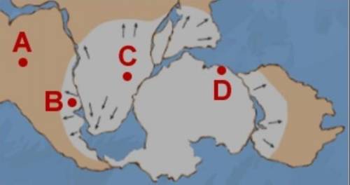 The map shows white areas that used to be covered by glaciers. Arrows show directions that glaciers