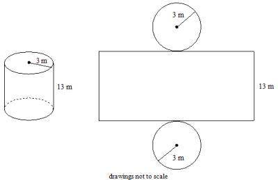 Use the next to find the approximate surface area of the cylinder to the nearest square meter. A. 27