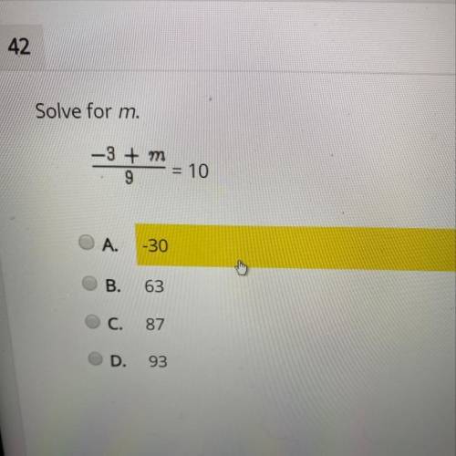 What is the correct answer for m?